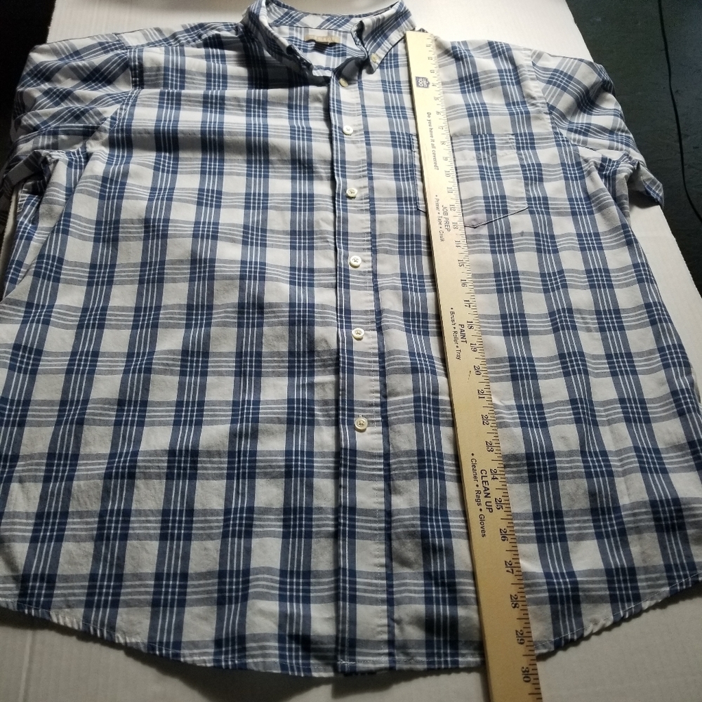 GEORGE MEN'S BUTTON DOWN SHORT SLEEVE BLUE AND WHITE SHIRT SIZE XL - Picture 5 of 11